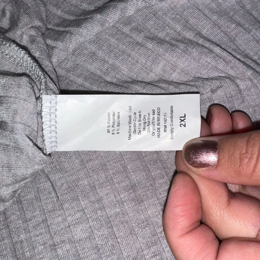 Light Gray Off White Ribbed Short Sleeve Women's T Shirt Lularoe 2xl - Picture 8 of 8